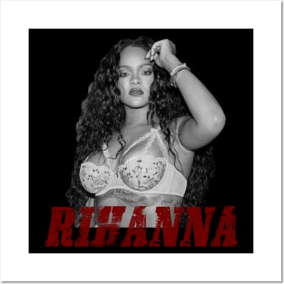 Rihanna black white red Posters and Art